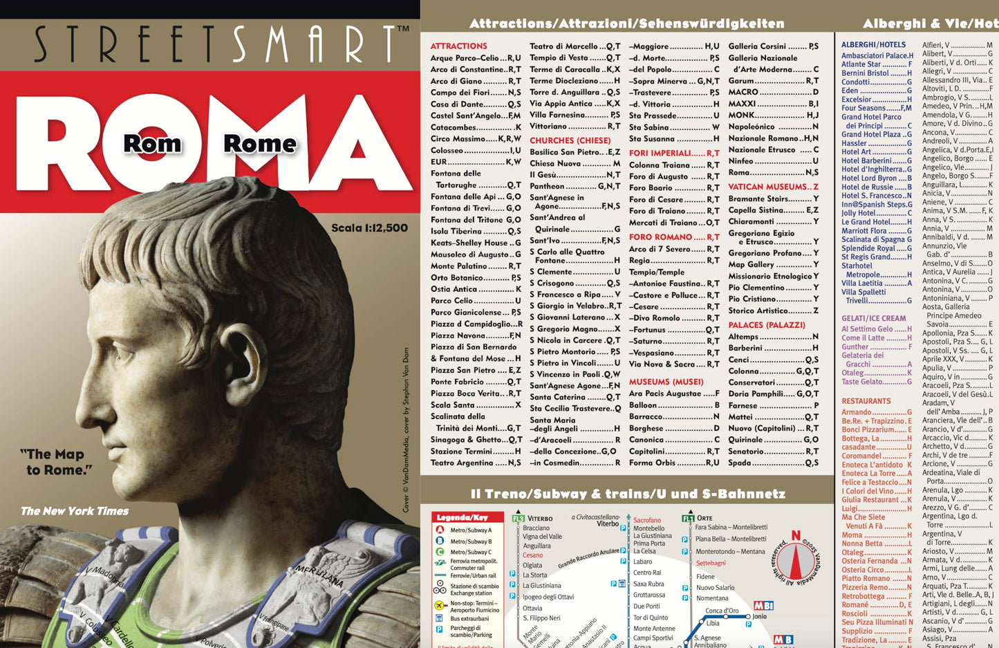 StreetSmart Rome Map by VanDam -- Laminated, pocket sized City Center folding street and subway map to Rome, Italy with all attractions, museums, ... ... (English, Italian and German Edition) 2026
