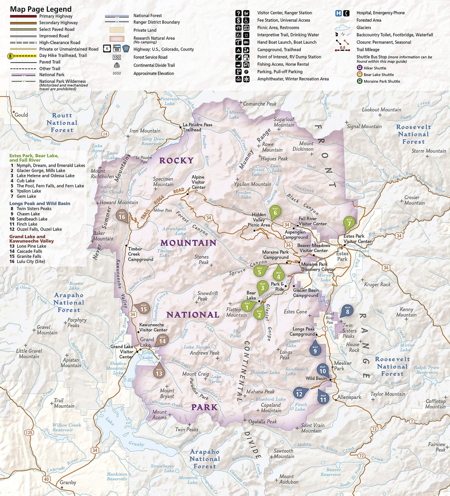 Rocky Mountain National Park Day Hikes Map (National Geographic Topographic Map Guide, 1701)