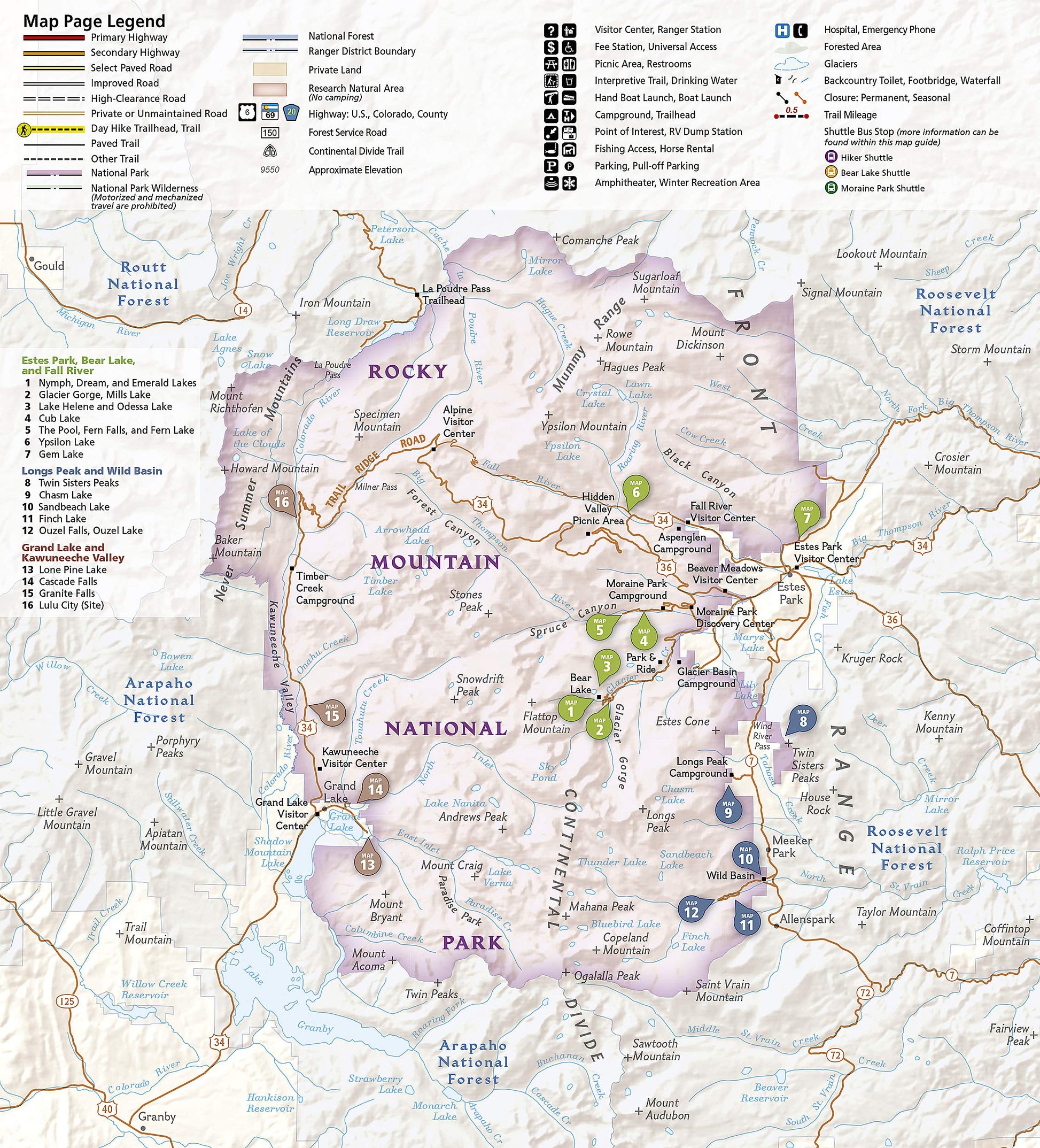 Rocky Mountain National Park Day Hikes Map (National Geographic Topographic Map Guide, 1701)