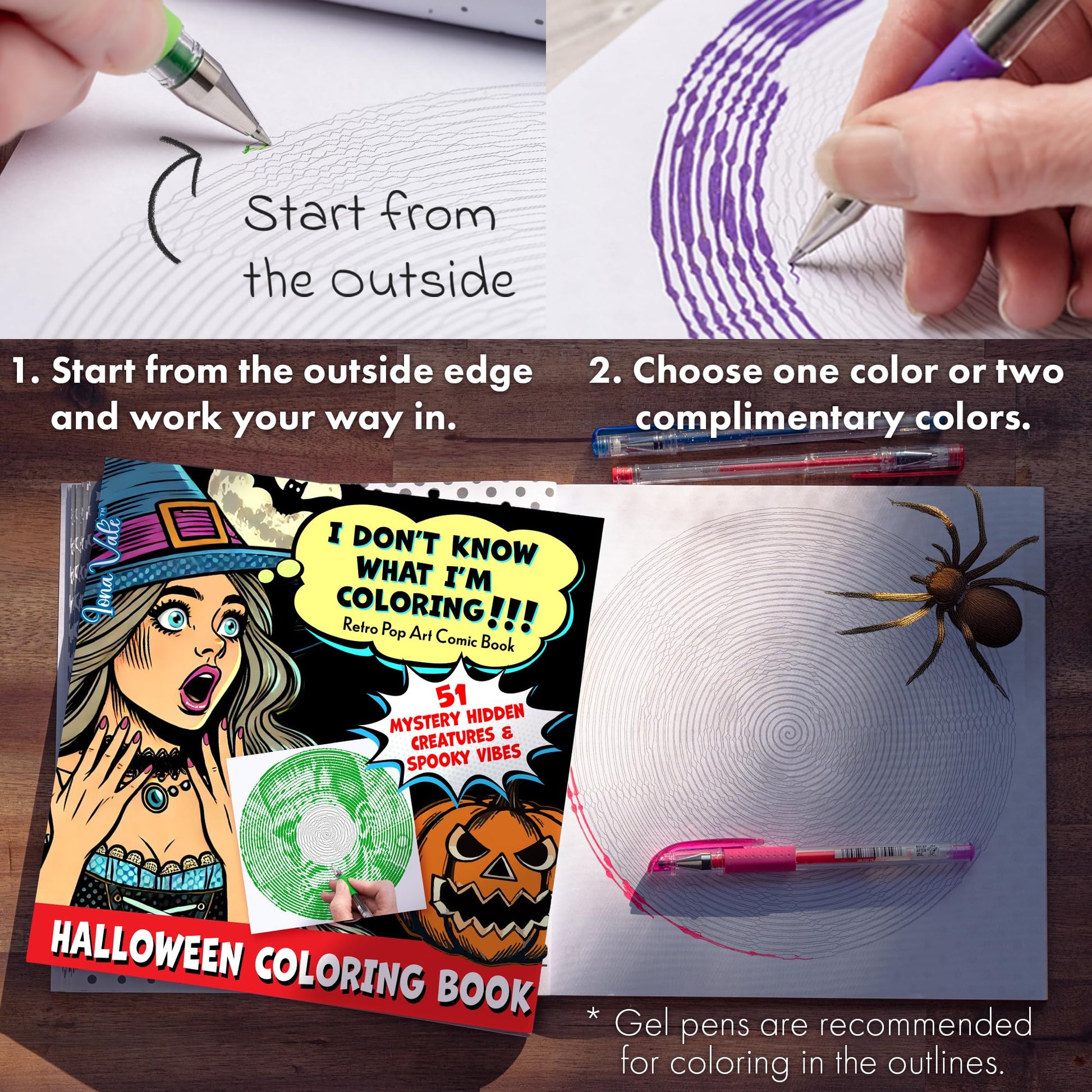 Halloween Coloring Book "I Don't Know What I'm Coloring!!!": 51 Mystery Hidden Creatures & Spooky Vibes with Spirals, Lines & Dots (Mystery Coloring Books for Adults)