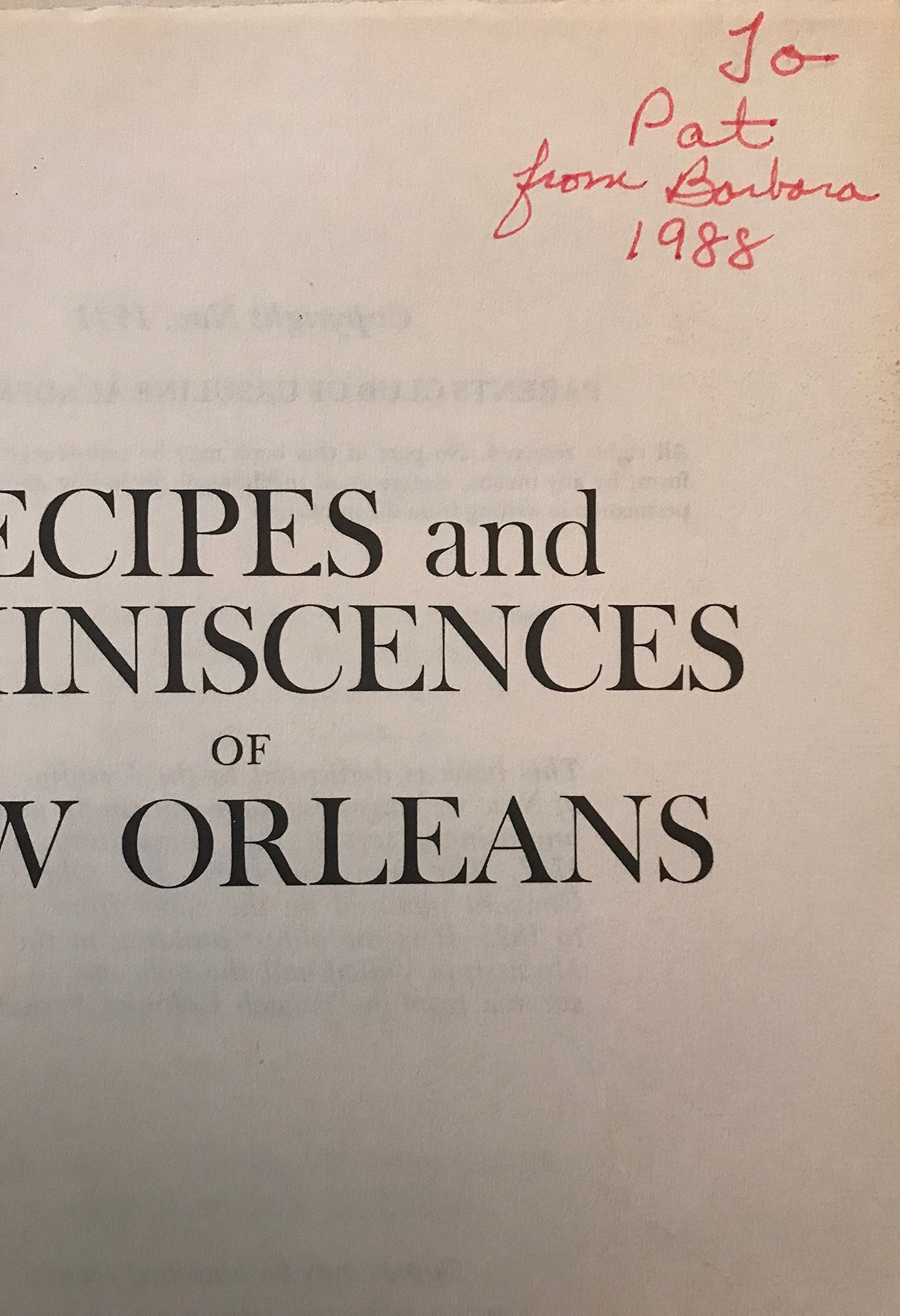 Recipes and Reminiscences of New Orleans