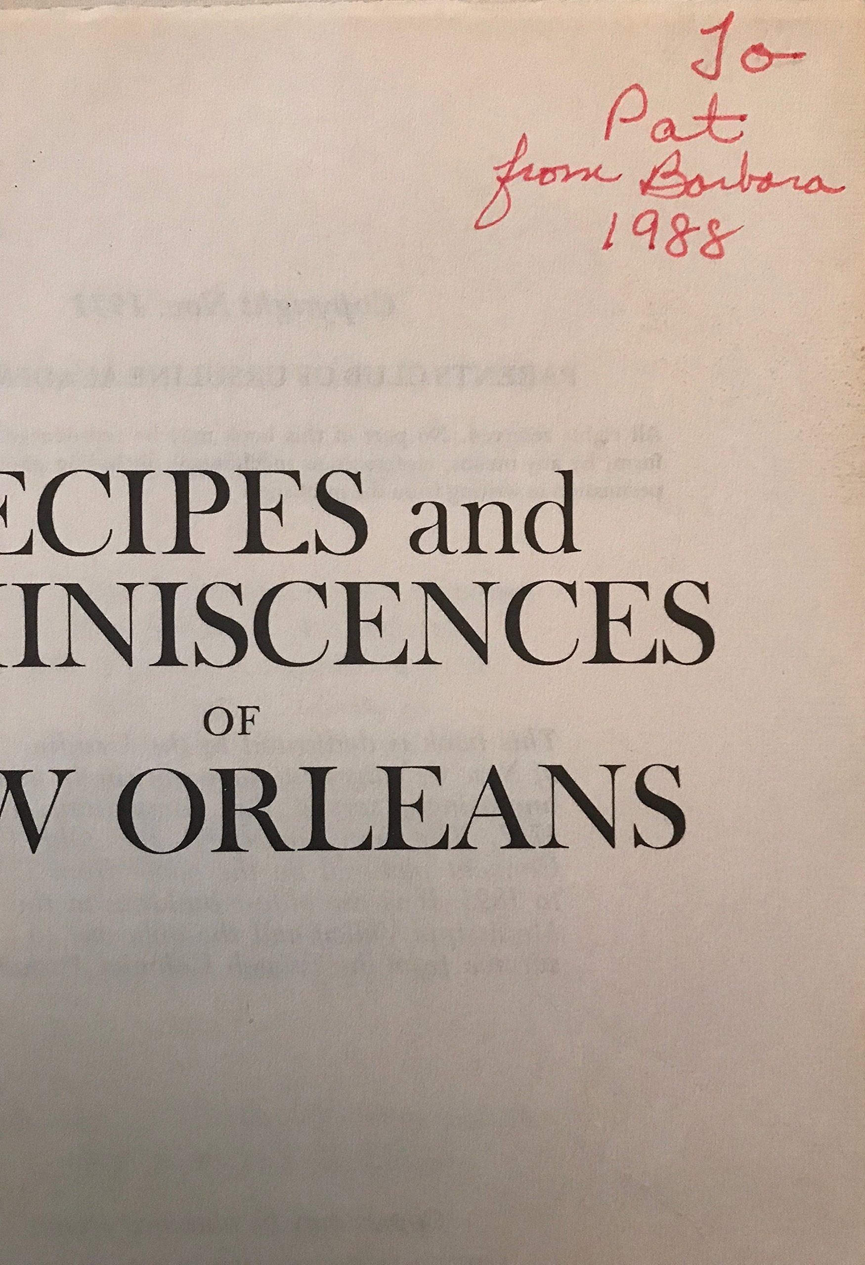 Recipes and Reminiscences of New Orleans