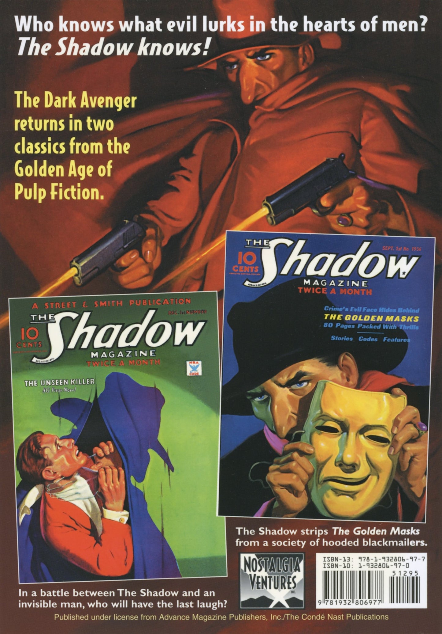 The Unseen Killer and the Golden Masks: Two Classic Adventures of the Shadow