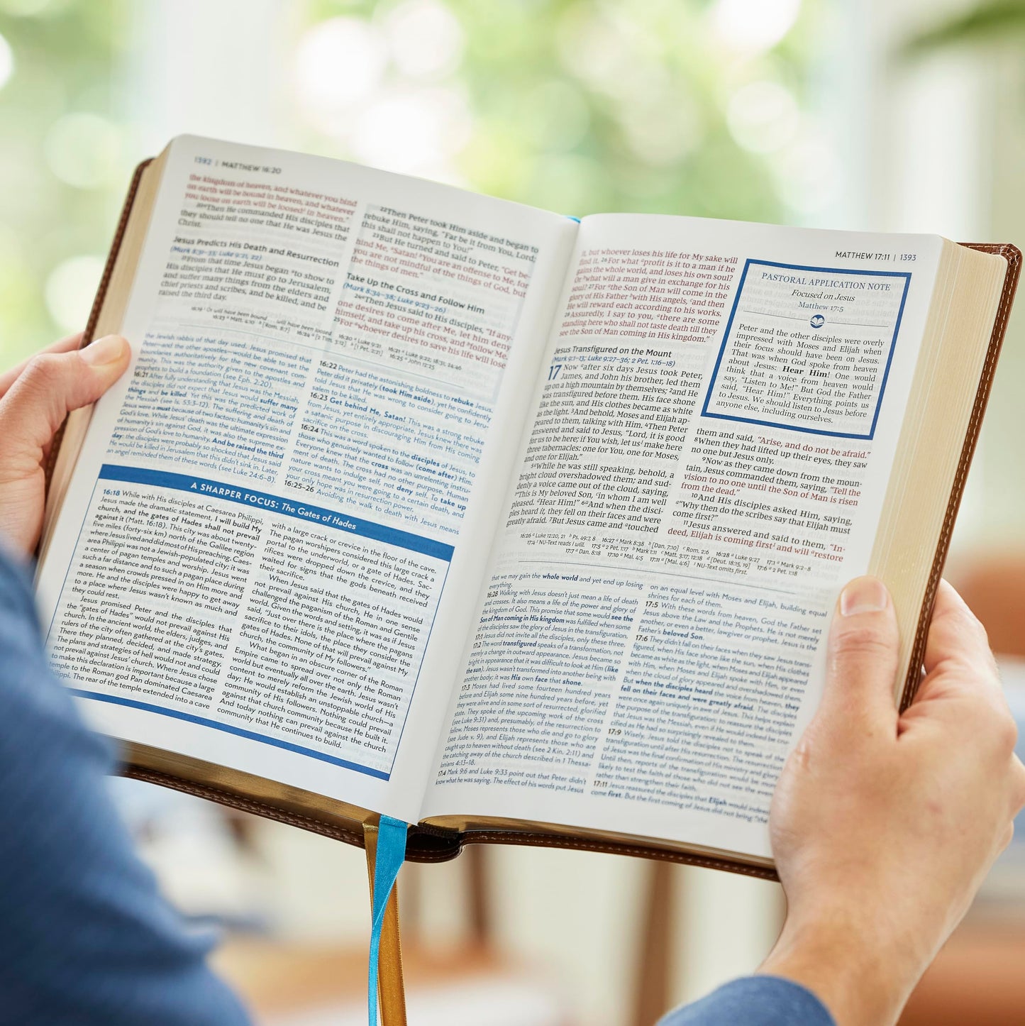 Enduring Word Study Bible: Pastoral Commentary from Every Chapter of the Bible (NKJV, Brown Leathersoft, Red Letter, Comfort Print, Thumb Indexed)