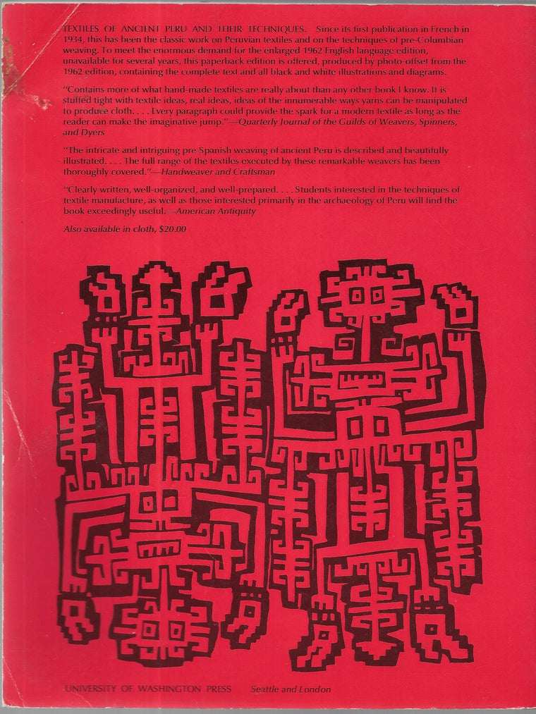 Textiles of Ancient Peru and Their Techniques — back cover