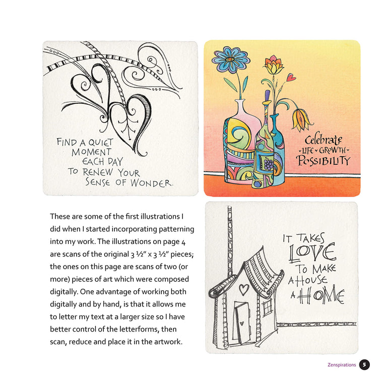 Zenspirations: Letters & Patterning (Design Originals) Beginner-Friendly Techniques for Frames, Doodles, Lettering, Patterns, and Borders to Decorate Your Journals, Drawings, Crafts, Gifts, and More — back cover