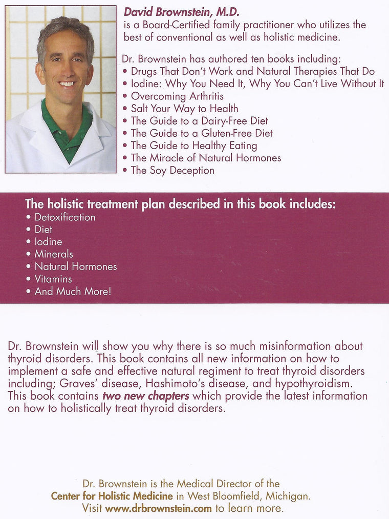Overcoming Thyroid Disorders by Brownstein, David (2002) Paperback — back cover
