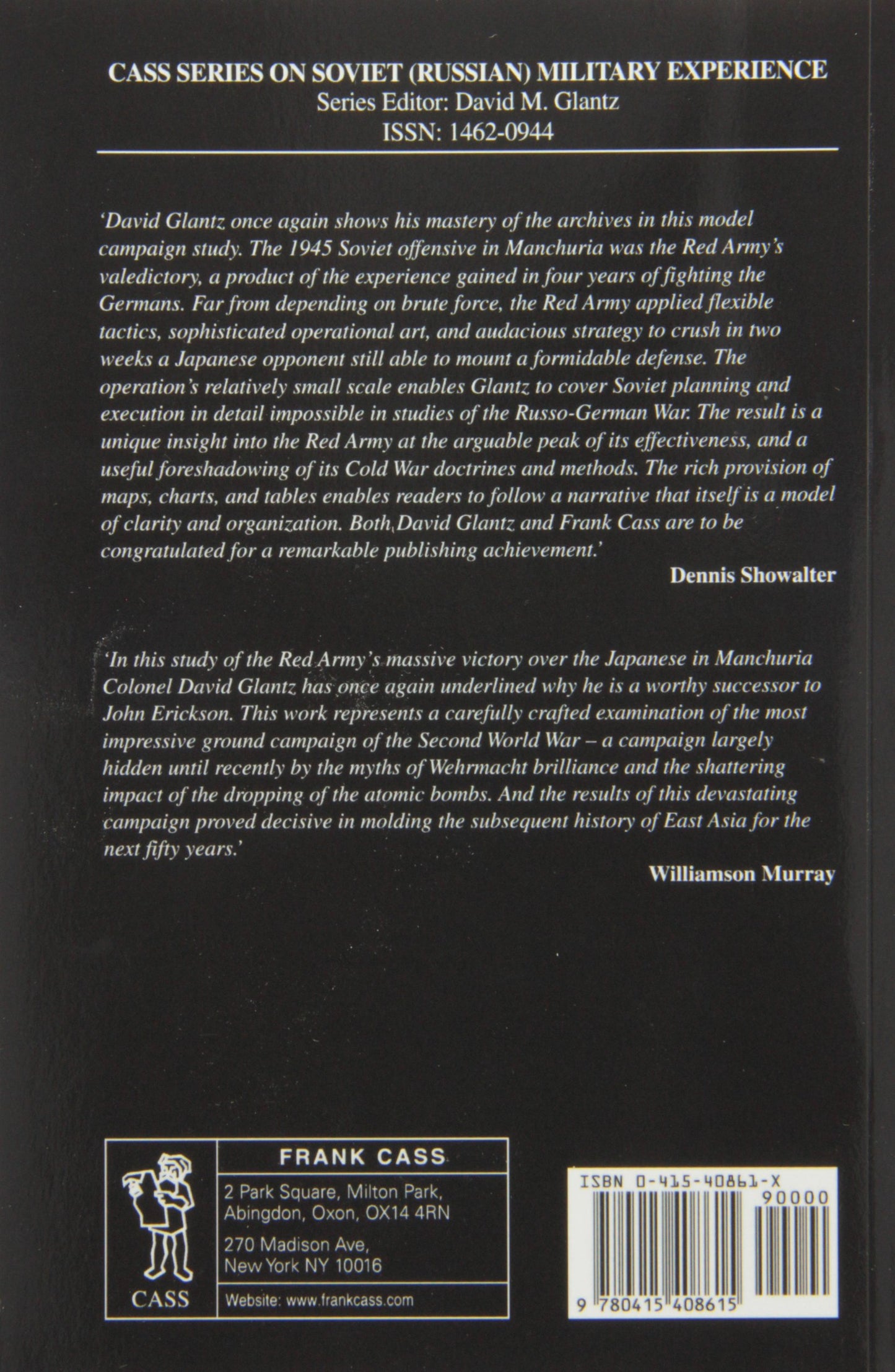 The Soviet Strategic Offensive in Manchuria, 1945 (Soviet (Russian) Study of War)