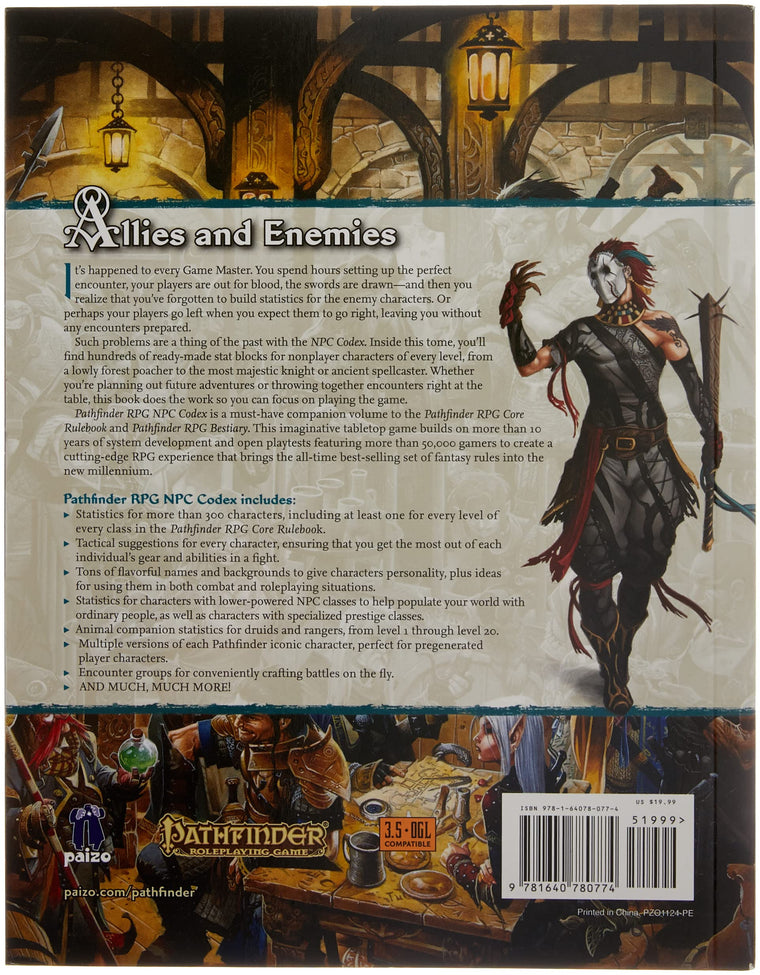 Pathfinder Roleplaying Game: NPC Codex Pocket Edition — back cover