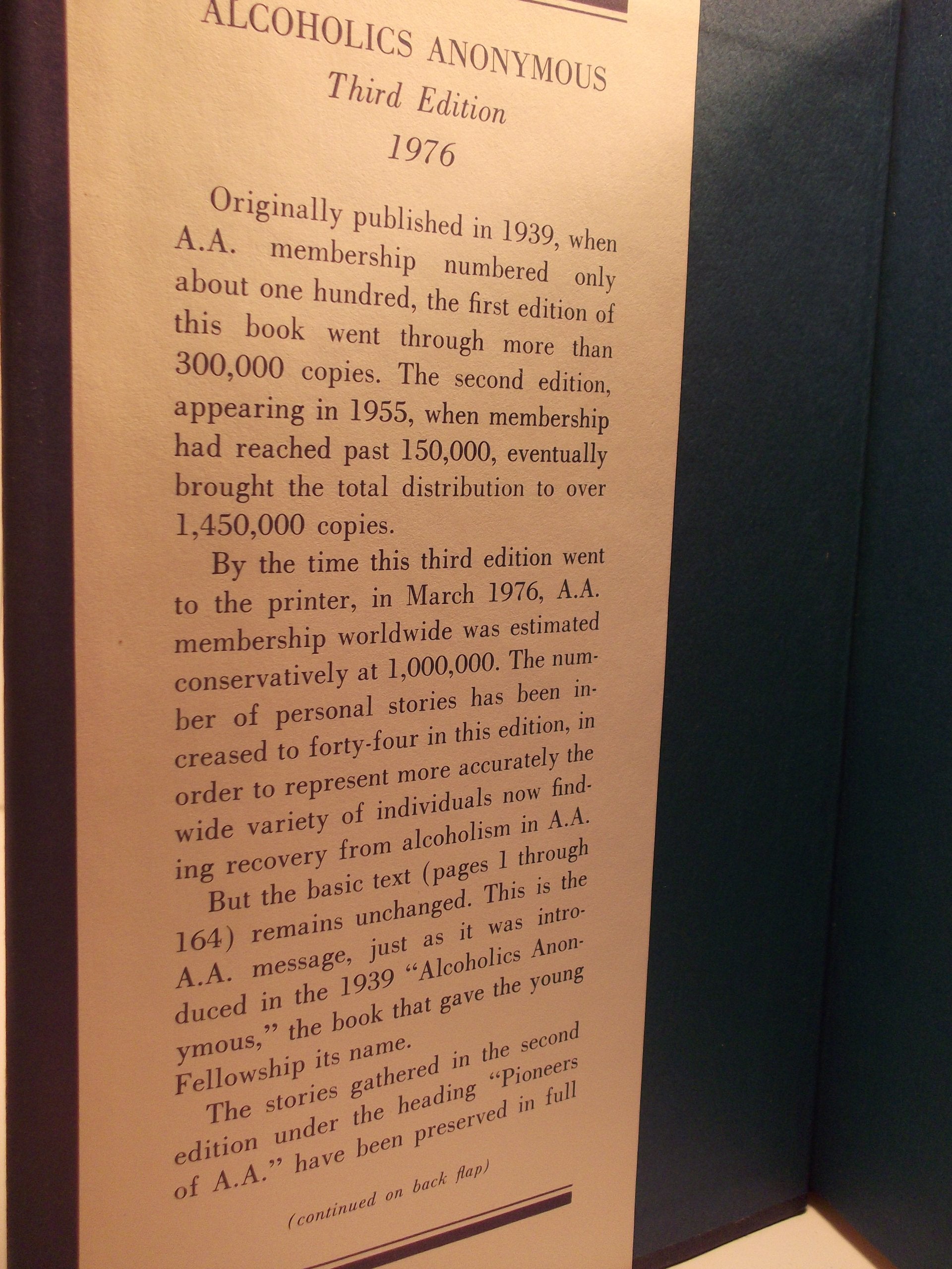 Alcoholics Anonymous: The Story of How Many Thousands of Men and Women Have Recovered from Alcoholism/B-1