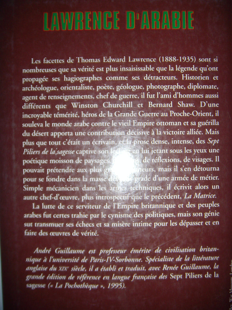 Lawrence d'Arabie — back cover