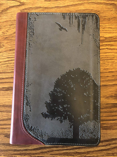 GW God Guy Bible Charcoal/Burgundy, Grunge Tree Design Duravella