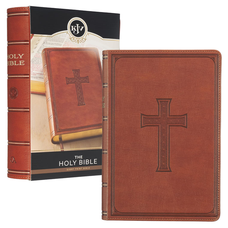 KJV Holy Bible, Giant Print Standard Size Faux Leather Red Letter Edition - Ribbon Marker, King James Version, Brown (KJV Giant Print Standard Size Bible)