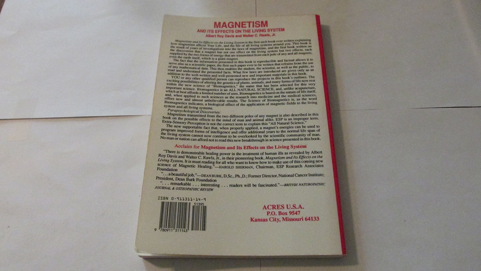 Magnetism and Its Effects on the Living System