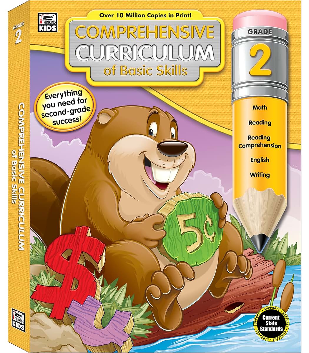 Carson Dellosa Comprehensive Curriculum of Basic Skills Second Grade Workbook, Reading Comprehension, Language Arts, Spelling, Grammar, Math, and Writing Practice, Classroom or Homeschool Curriculum