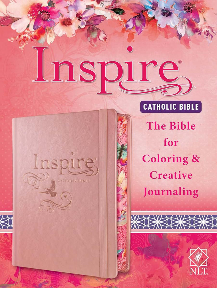 Tyndale NLT Inspire Catholic Bible (Hardcover, Rose Gold): Catholic Coloring Bible-Over 450 Illustrations to Color and Creative Journaling Bible Space, Religious Gifts That Inspire Connection with God