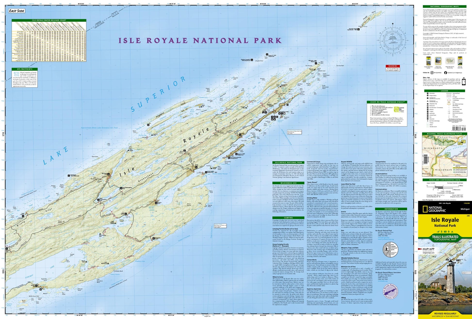 Isle Royale National Park Map (National Geographic Trails Illustrated Map, 240)