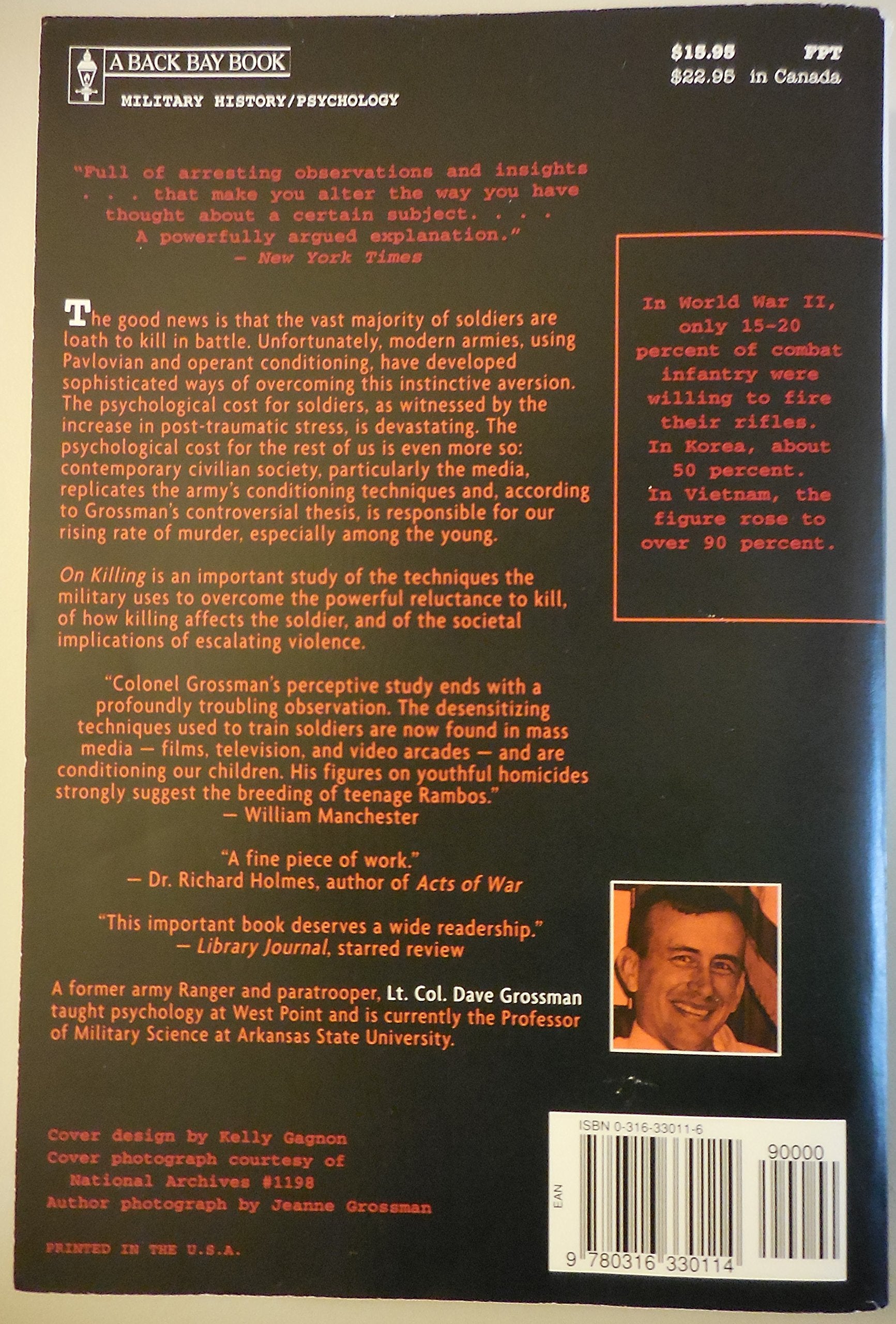 On Killing: The Psychological Cost of Learning to Kill in War and Society