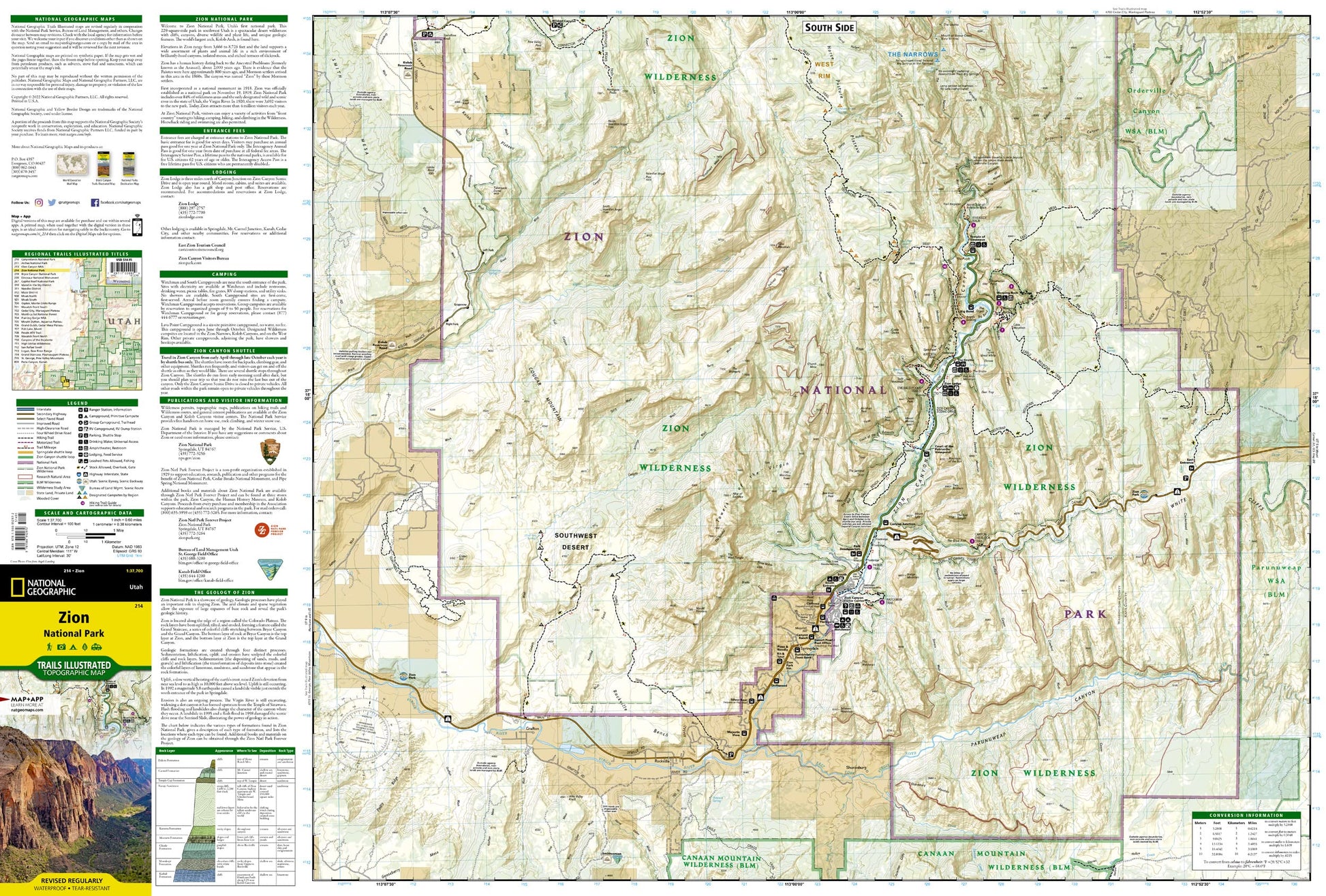 Zion National Park Map (National Geographic Trails Illustrated Map, 214)