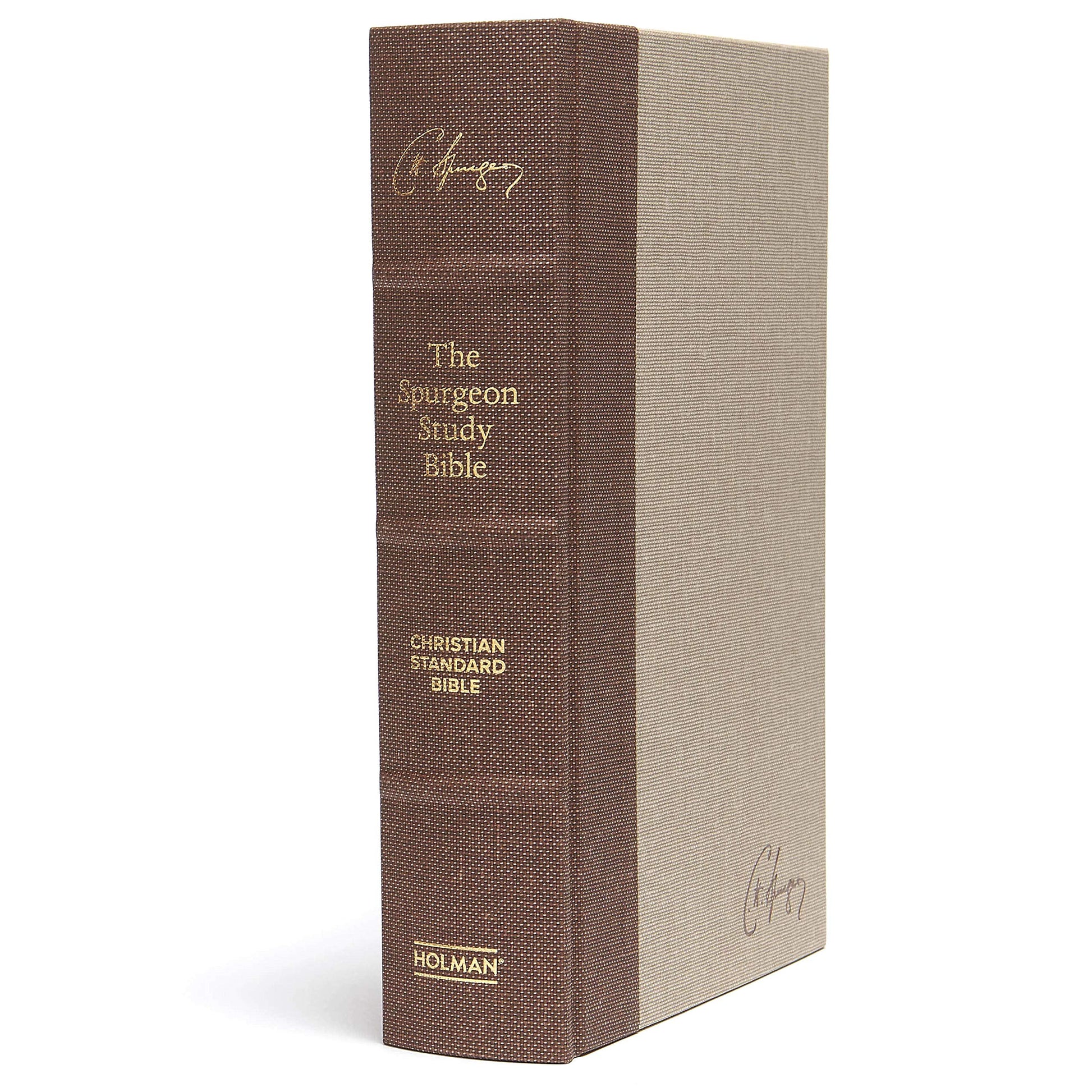 CSB Spurgeon Study Bible, Brown/Tan Cloth Over Board, Black Letter, Study Notes, Quotes, Sermons Outlines, Ribbon Marker, Sewn Binding, Easy-to-Read Bible Serif Type