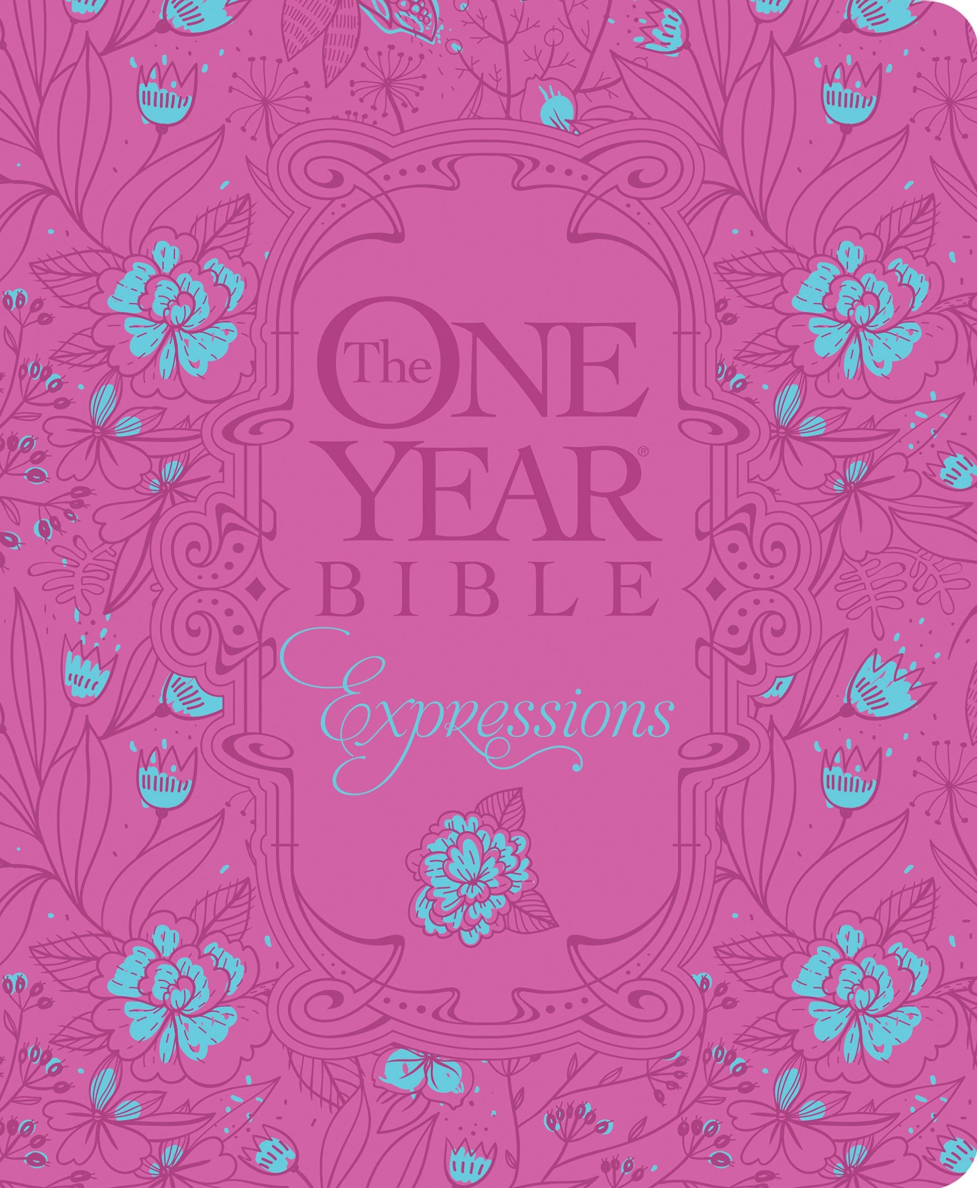 The One Year Bible Expressions NLT, Deluxe (Hardcover, Pink Flowers)