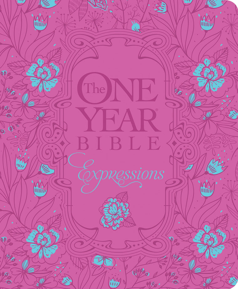 The One Year Bible Expressions NLT, Deluxe (Hardcover, Pink Flowers)