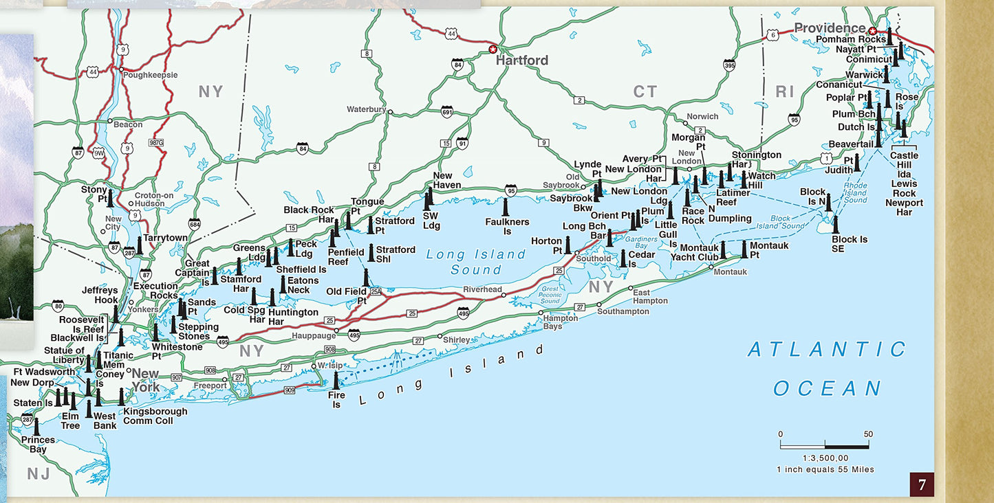 United States Lighthouses: Illustrated Map & Guide