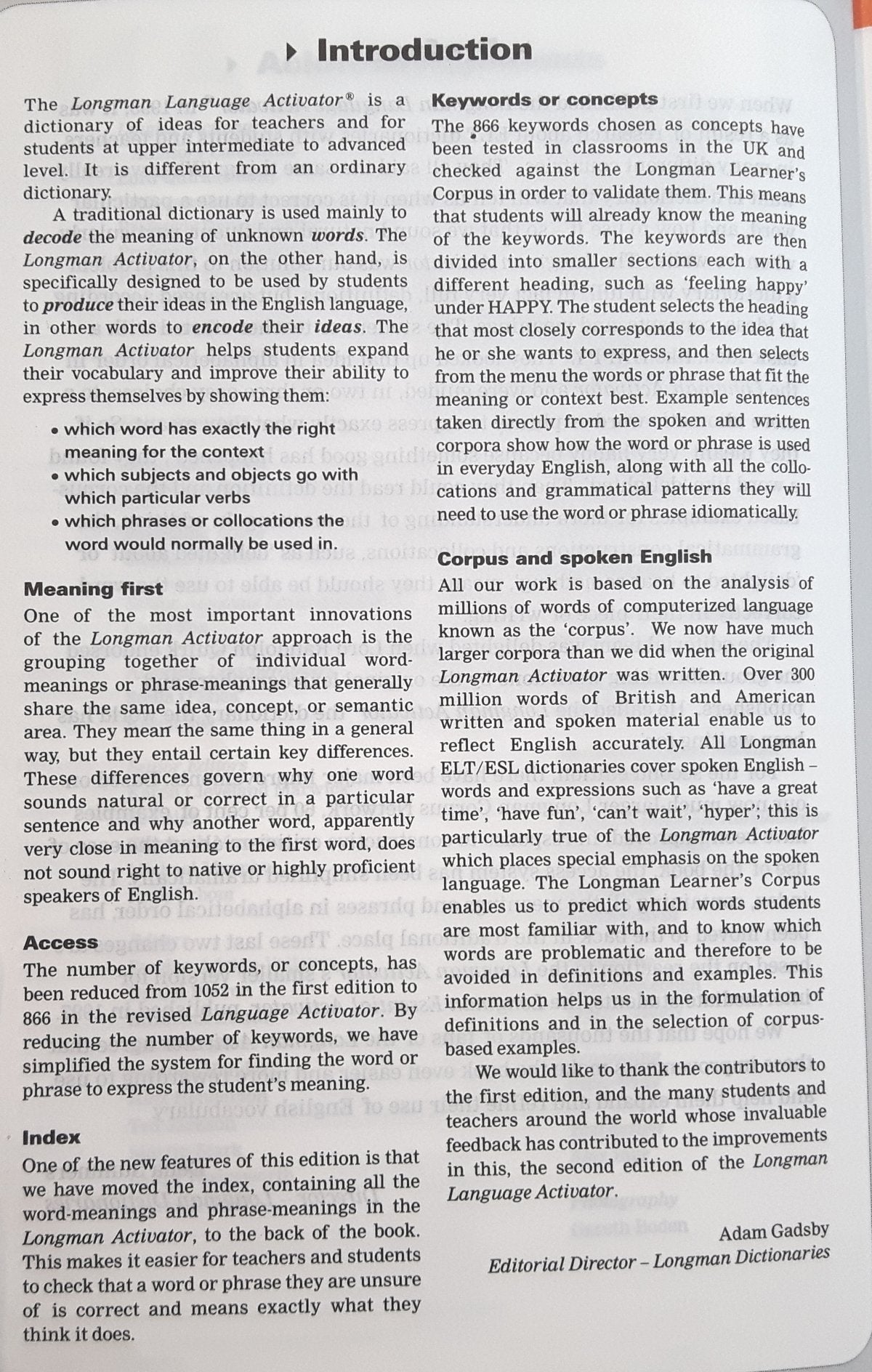 Longman Language Activator: Helps You Write and Speak Natural English, Second Edition