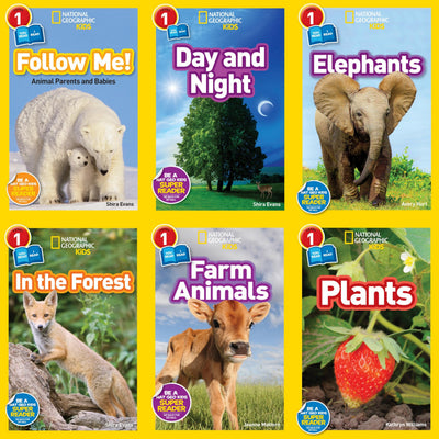 National Geographic Kids Six Book Set : Farm Animals, Plants, In the Forest, Elephants, Day and Night, Follow Me!