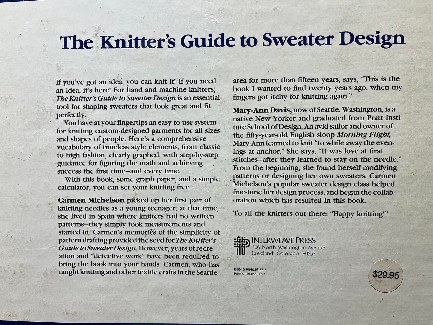 The Knitter's Guide to Sweater Design by Michelson, Carmen