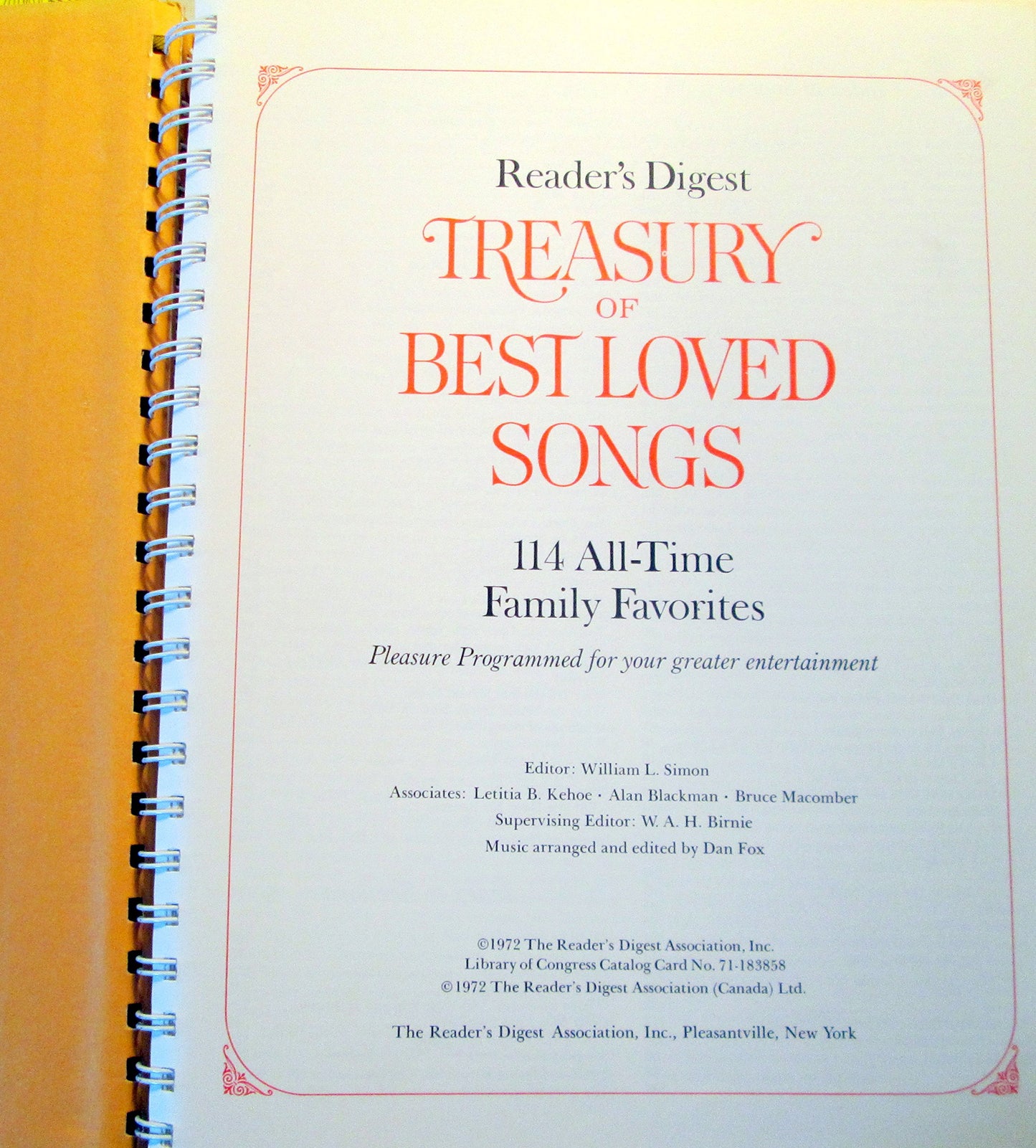 Reader's Digest Treasury of Best Loved Songs: 114 All Time F