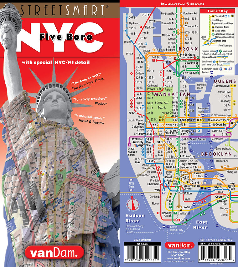 StreetSmart NYC Five Boro Map by VanDam-Laminated pocket city street map w/ attractions in Metro NYC & all 5 boros of NY City: Manhattan, Brooklyn, ... ... new Subway Map - Folded Map 2025 Edition