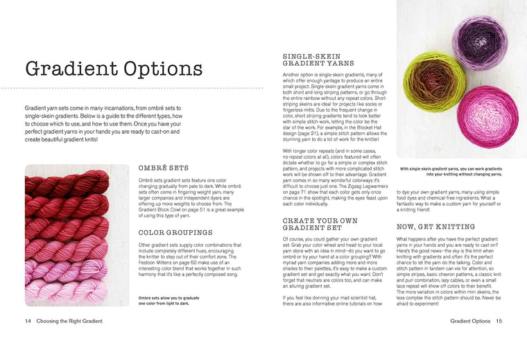Gradient Knits: 10 Lessons and Projects Using Ombre, Stranded Colorwork, Slip-Stitch, and Texture — back cover