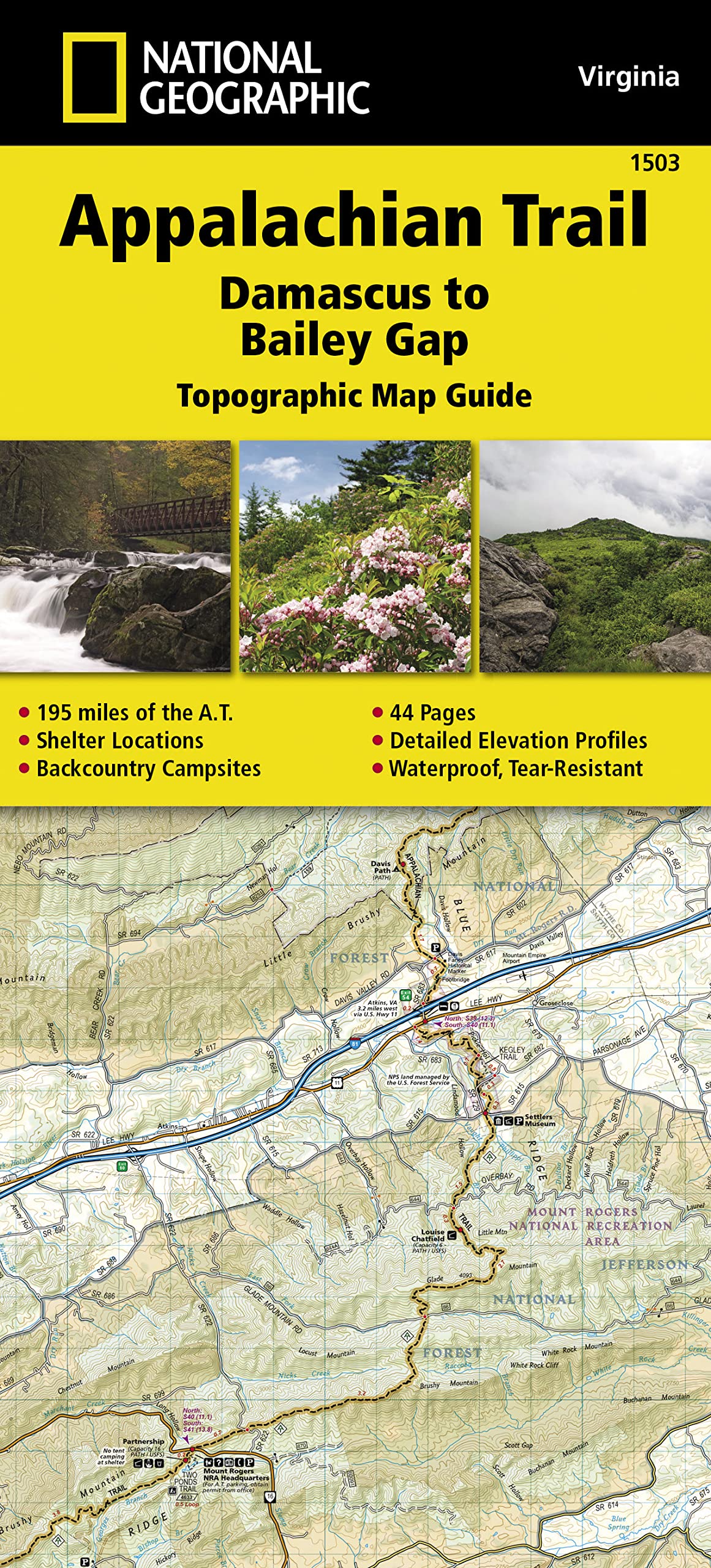 Appalachian Trail: Damascus to Bailey Gap Map [Virginia] (National Geographic Topographic Map Guide, 1503)