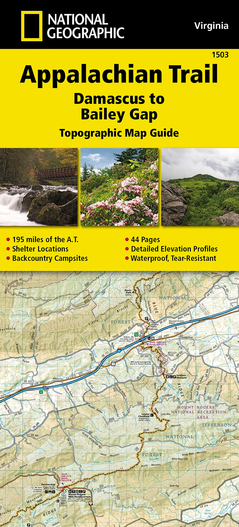 Appalachian Trail: Damascus to Bailey Gap Map [Virginia] (National Geographic Topographic Map Guide, 1503)