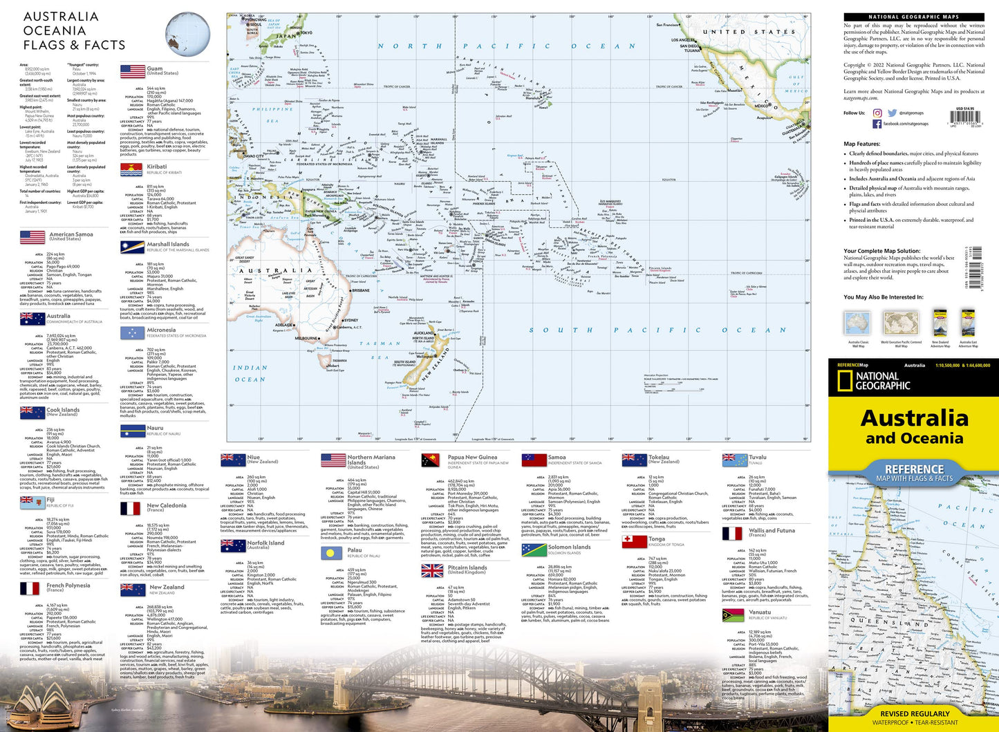 National Geographic Australia and Oceania Map (folded with flags and facts) (National Geographic Reference Map)