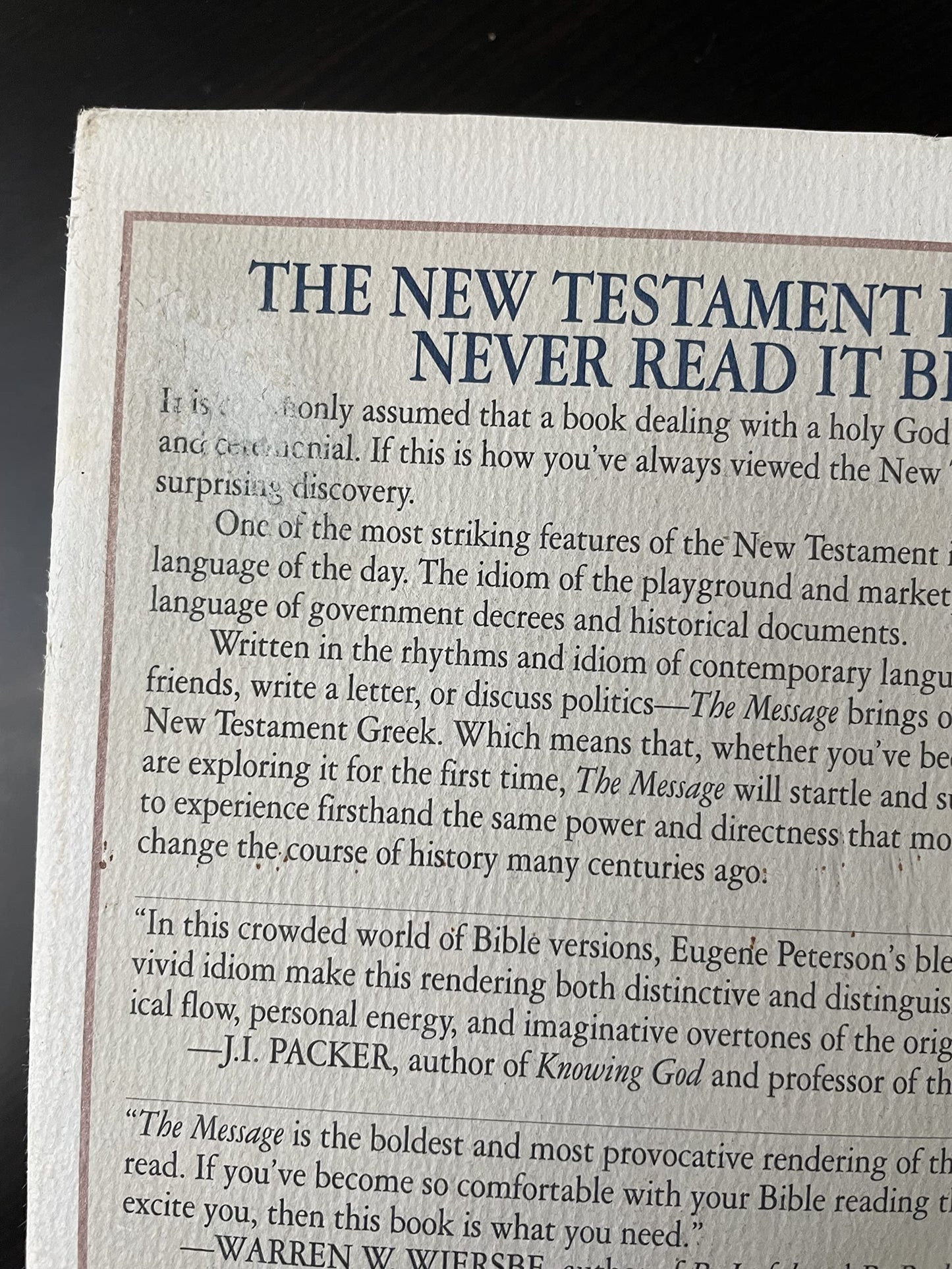 The Message: The New Testament in Contemporary English