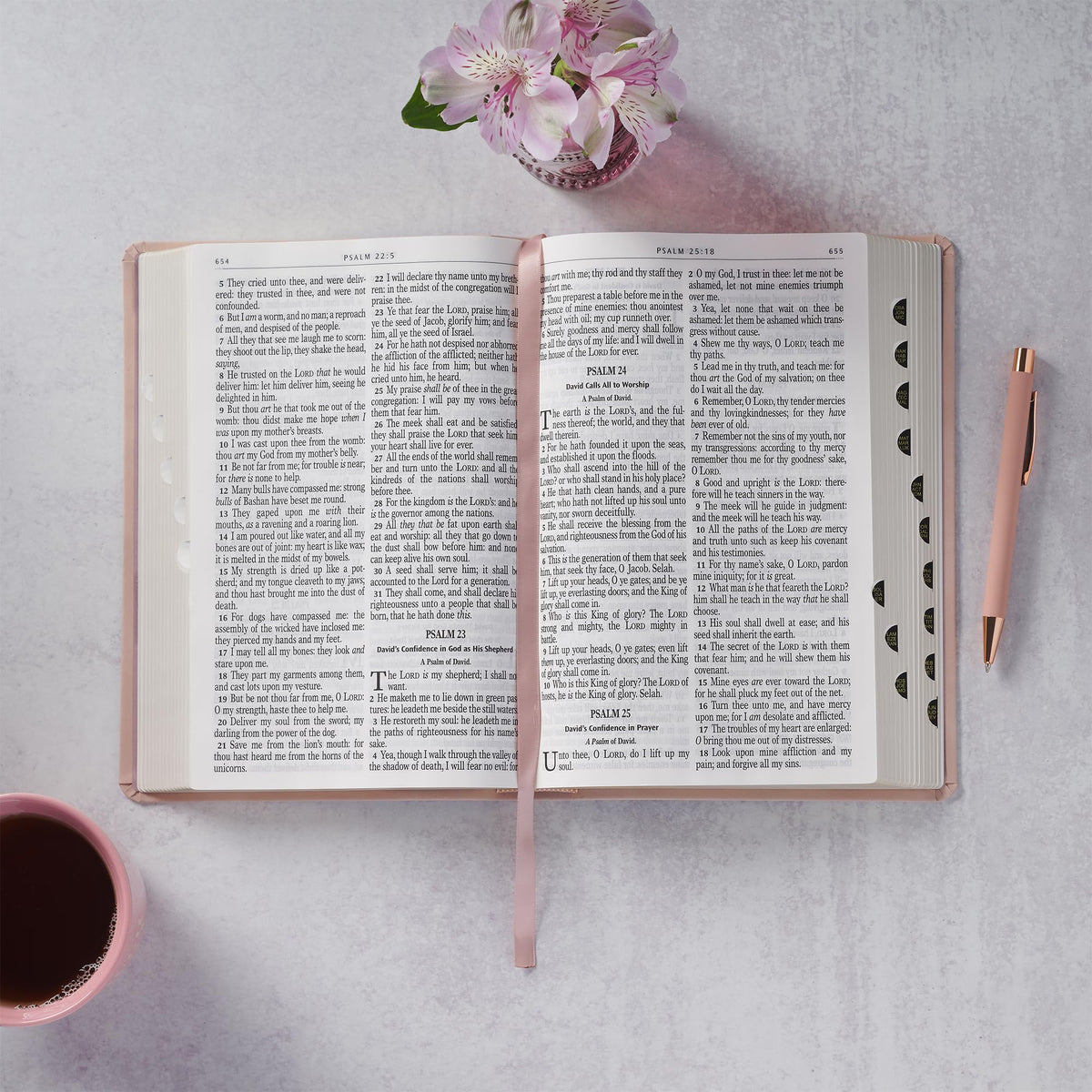 KJV Holy Bible, Giant Print Full-size Faux Leather Red Letter Edition - Thumb Index & Ribbon Marker, King James Version, Pink (KJV Full Size GP Editions)