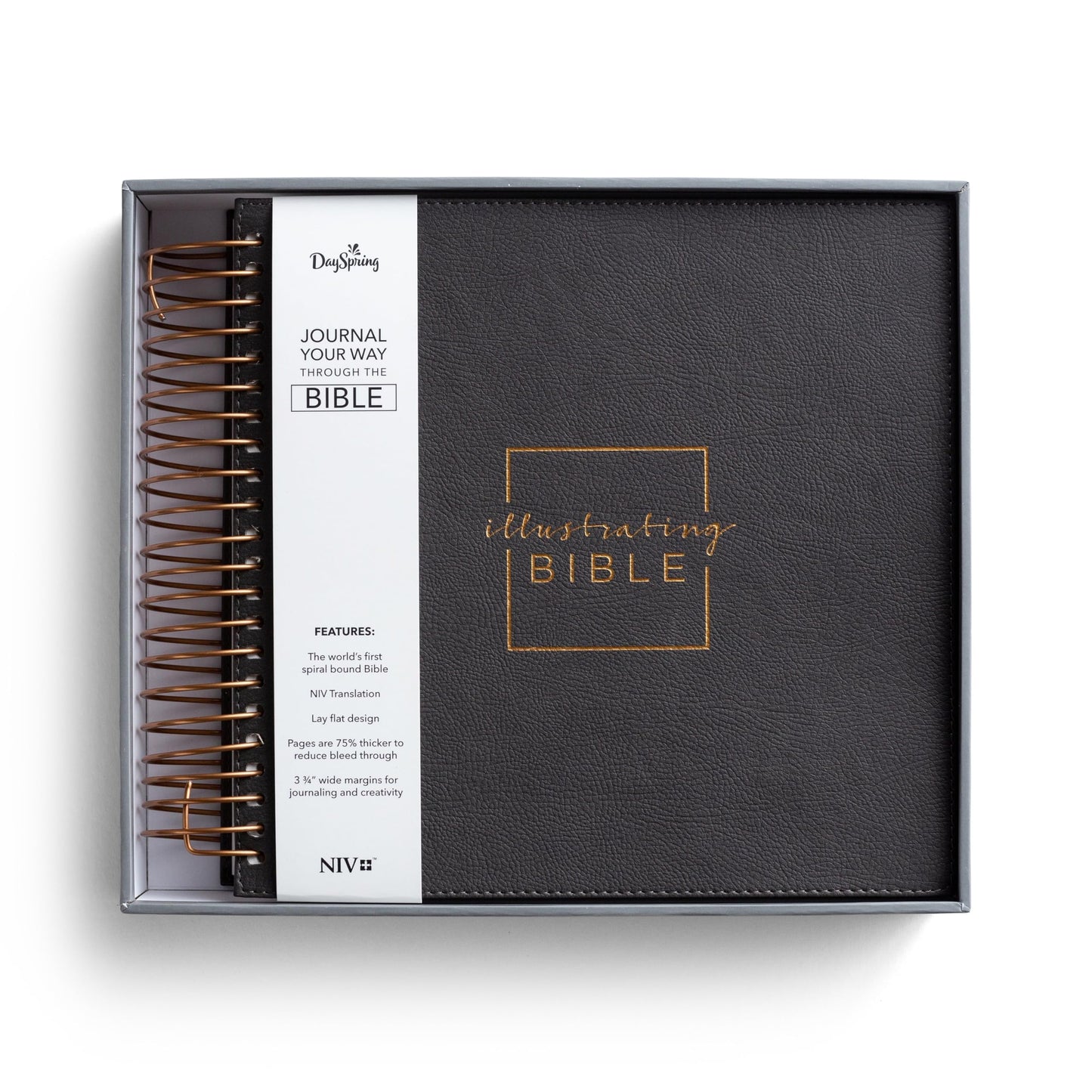 Illustrating Bible NIV Dark Grey (Spiral Bound), J3482 (8 Point Font)