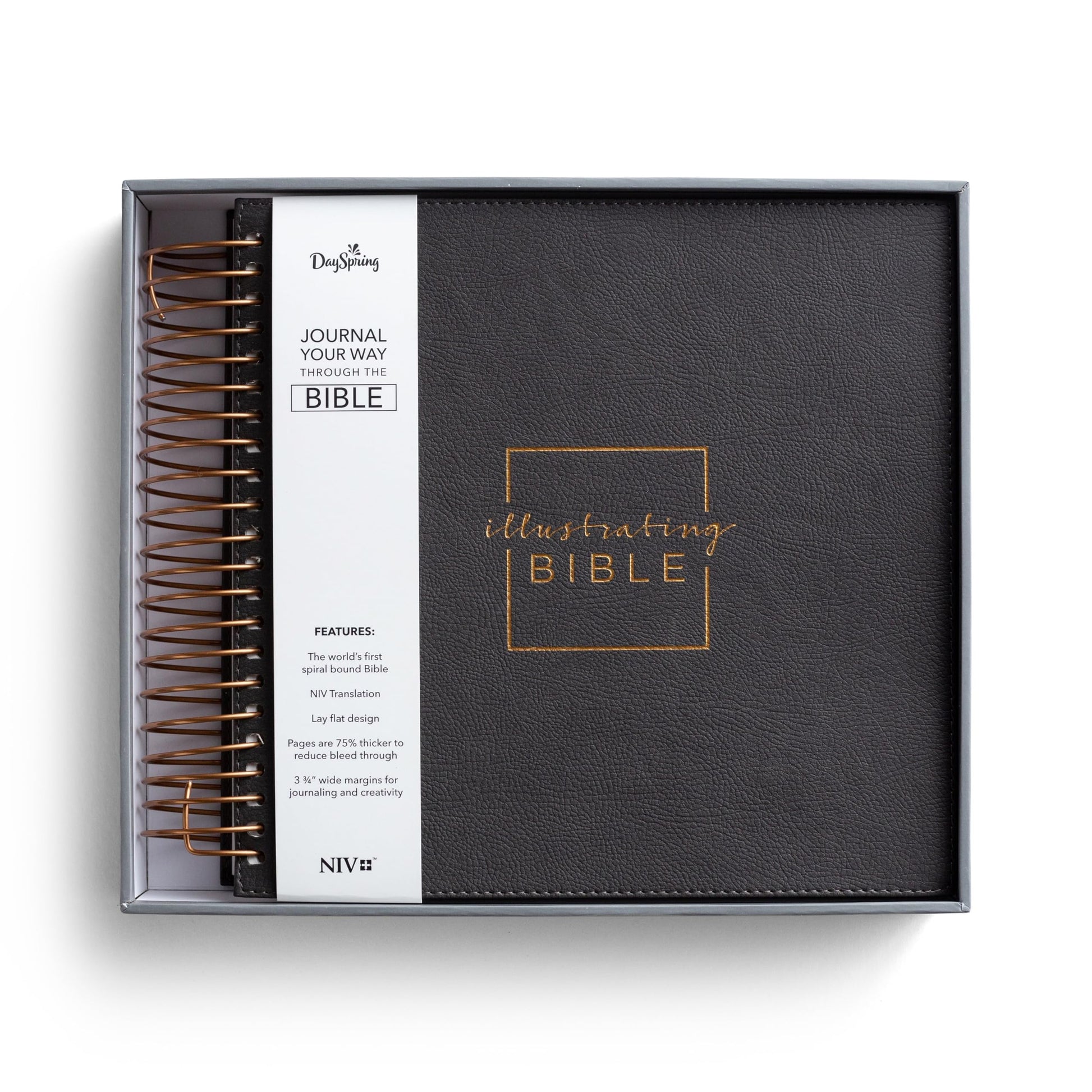 Illustrating Bible NIV Dark Grey (Spiral Bound), J3482 (8 Point Font)