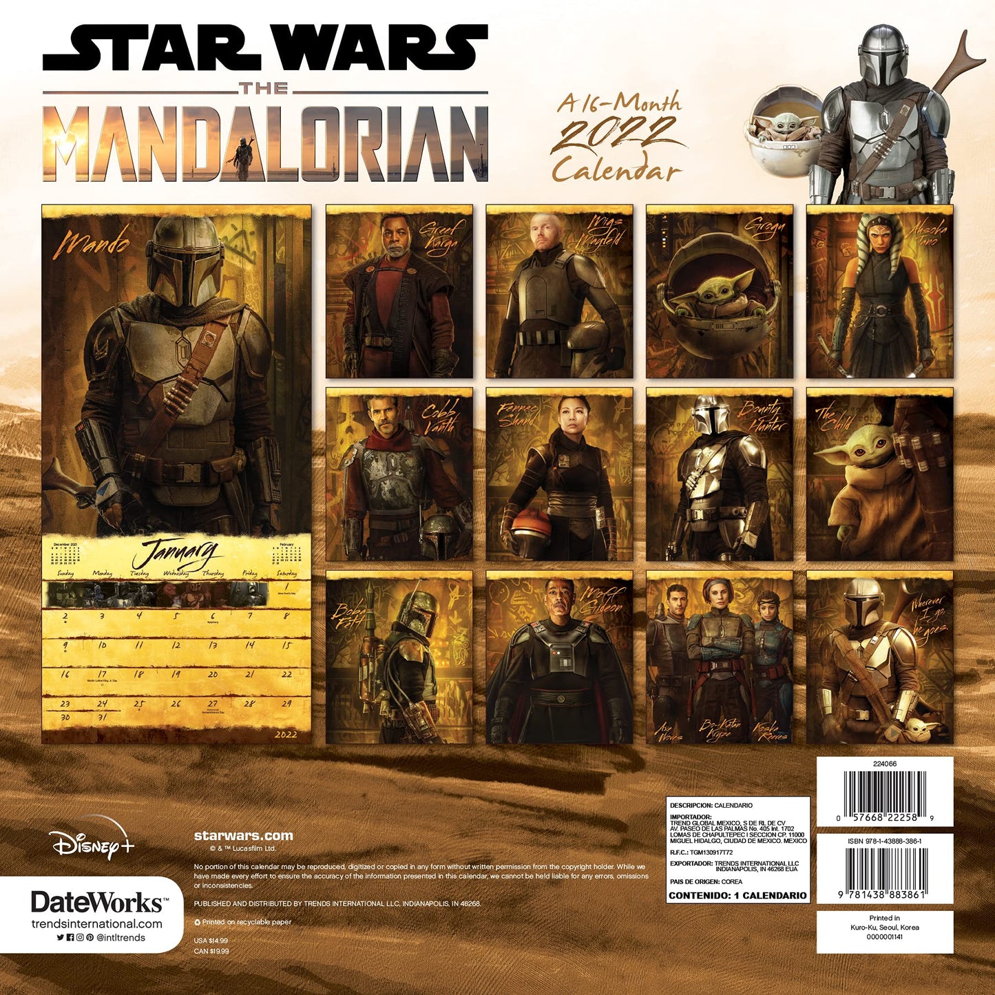 2022 Star Wars: The Mandalorian Wall Calendar