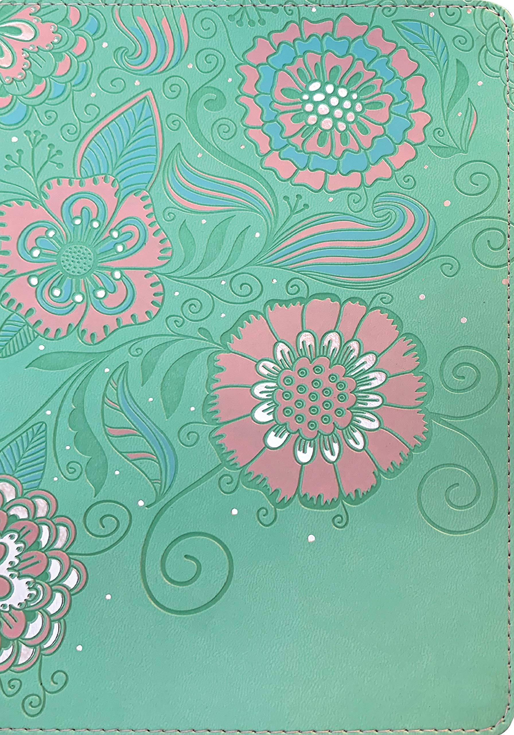 NLT Girls Life Application Study Bible (LeatherLike, Seafoam Teal/Pink Flowers)