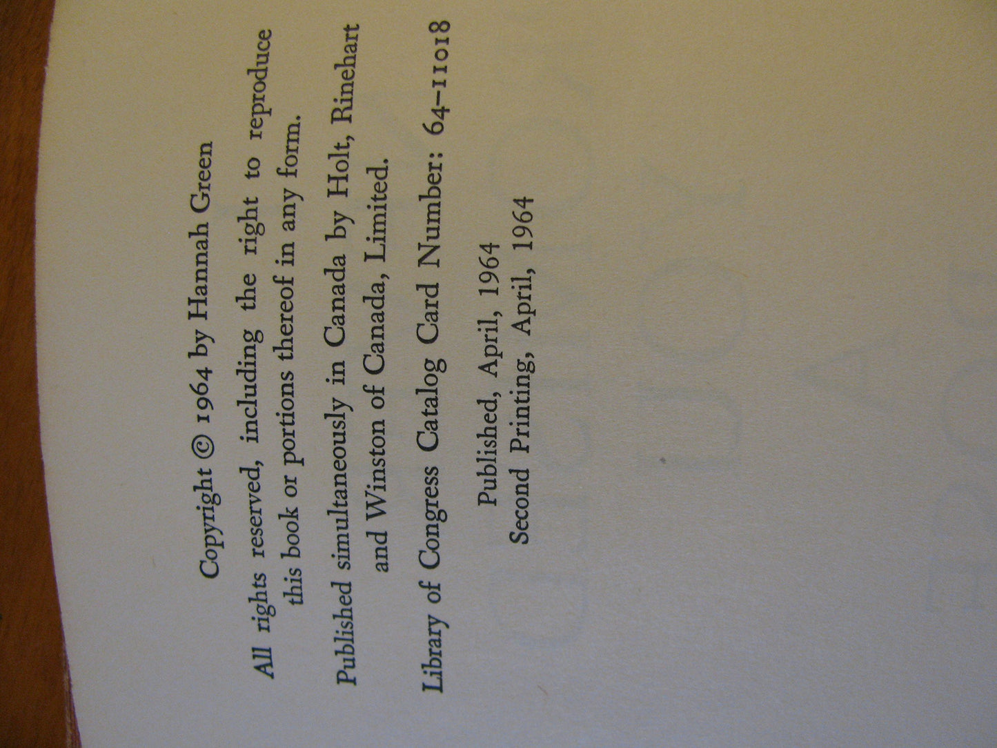 I Never Promised You a Rose Garden by Hannah Green