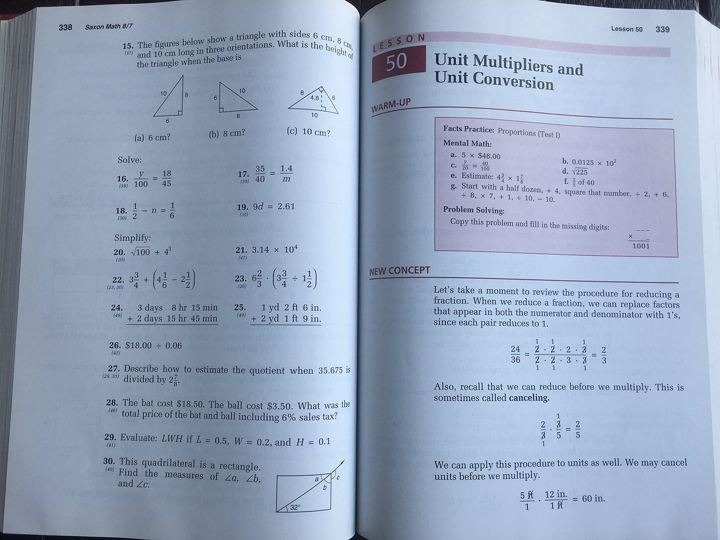 Saxon Math: 8/7 with Prealgebra, Student Edition 3rd Edition