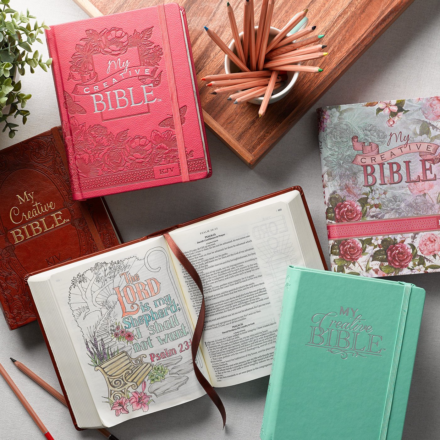 KJV Holy Bible, My Creative Bible, Faux Leather Hardcover - Ribbon Marker, King James Version, Bright Pink w/Elastic Closure (KJV Creative Editions)