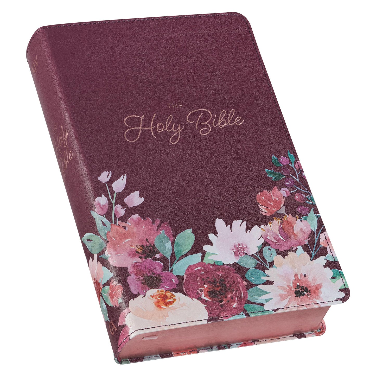 KJV Holy Bible, Giant Print Standard Size Faux Leather Red Letter Edition - Thumb Index & Ribbon Marker, King James Version, Printed Purple Floral (KJV Standard GP Editions)