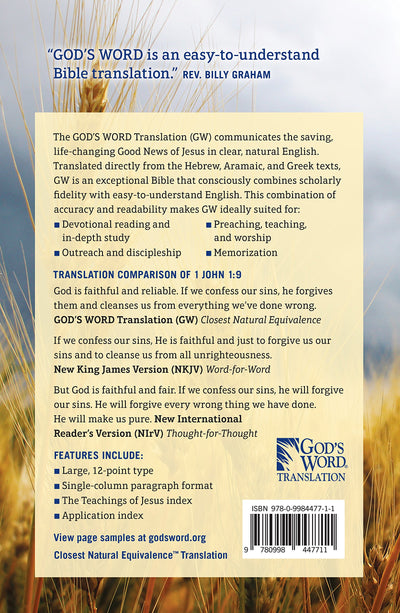 GODS WORD Translation Large Print Bible: The Bible in Clear, Natural English