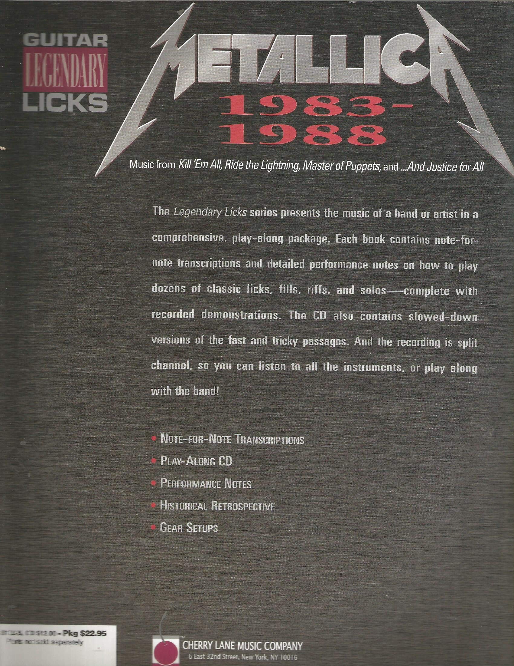Metallica - Legendary Licks 1983-1988 (Guitar Legendary Licks)