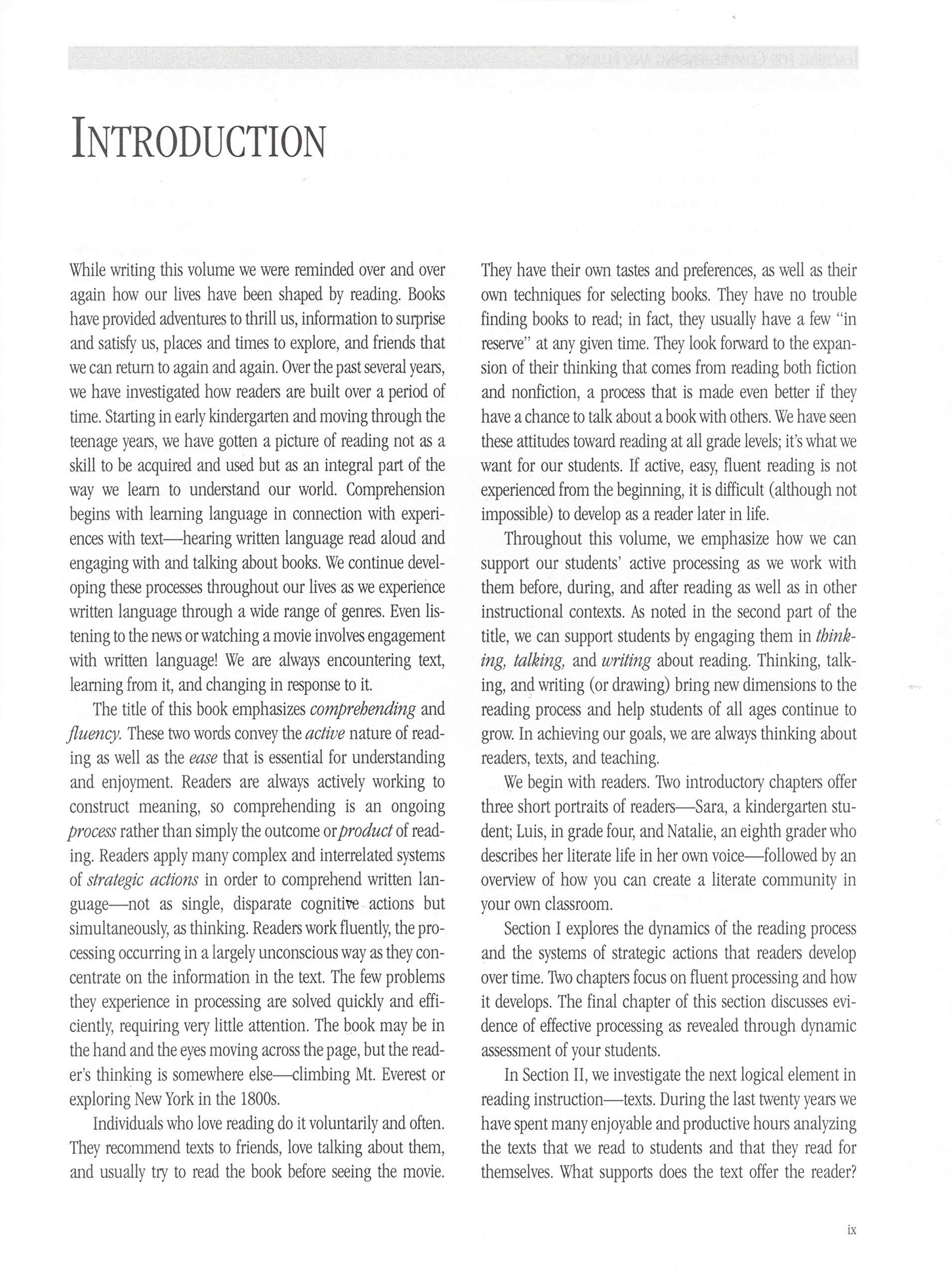Teaching for Comprehending and Fluency: Thinking, Talking, and Writing About Reading, K-8 (F&P Professional Books & Multi)