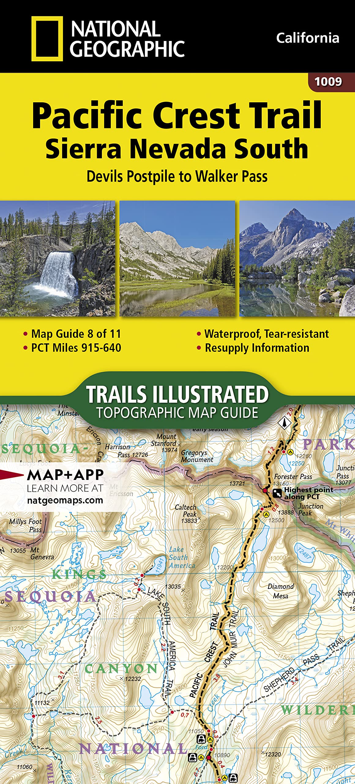 Pacific Crest Trail: Sierra Nevada South Map [Devil's Postpile to Walker Pass] (National Geographic Topographic Map Guide, 1009)